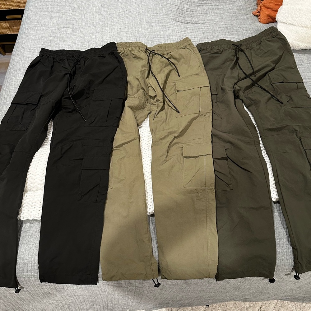 NWOT 3 pairs Richie Le Collection 4 Pocket Nylon Cargo Pants size S